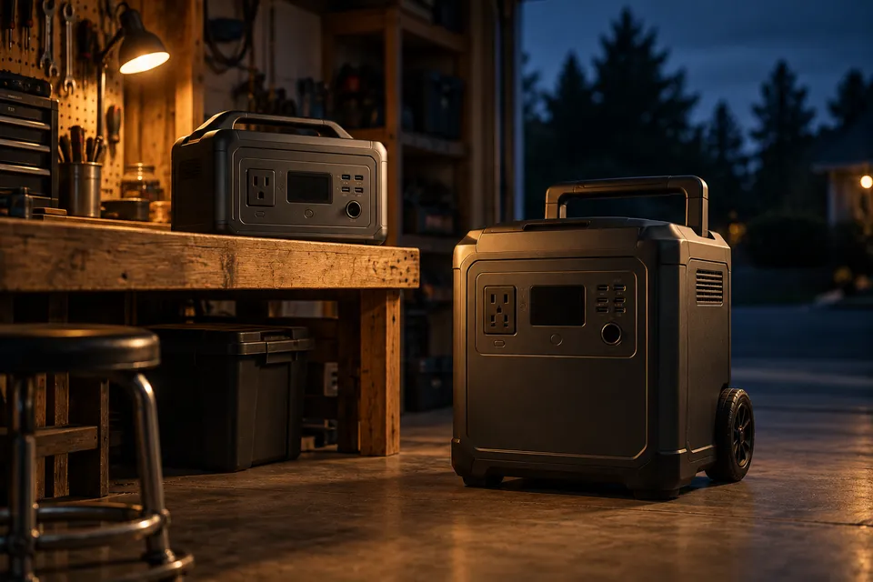 Medium and larger battery stations in a home garage