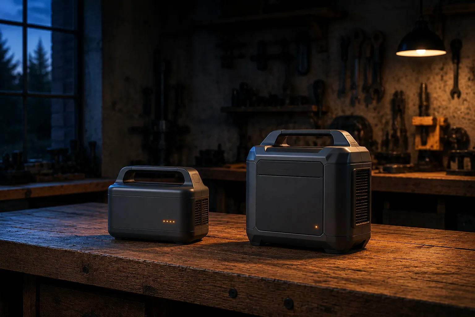 two portable power stations arranged for a side-by-side comparison