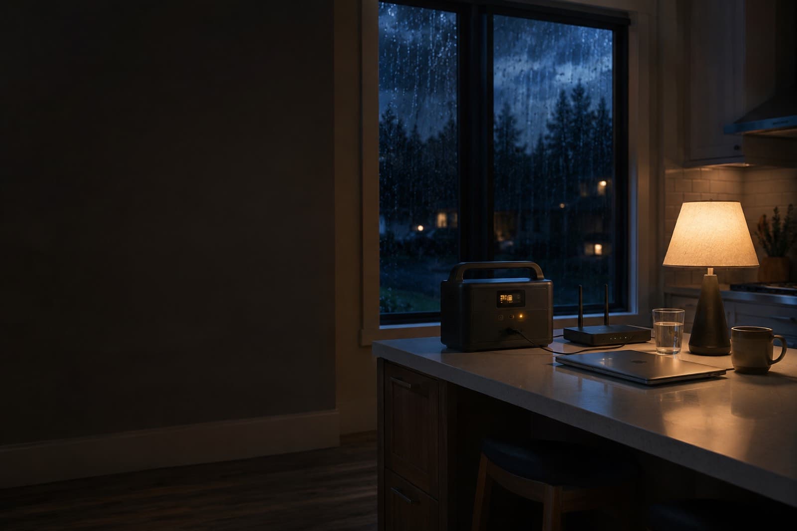 portable power station supplying a kitchen during an outage