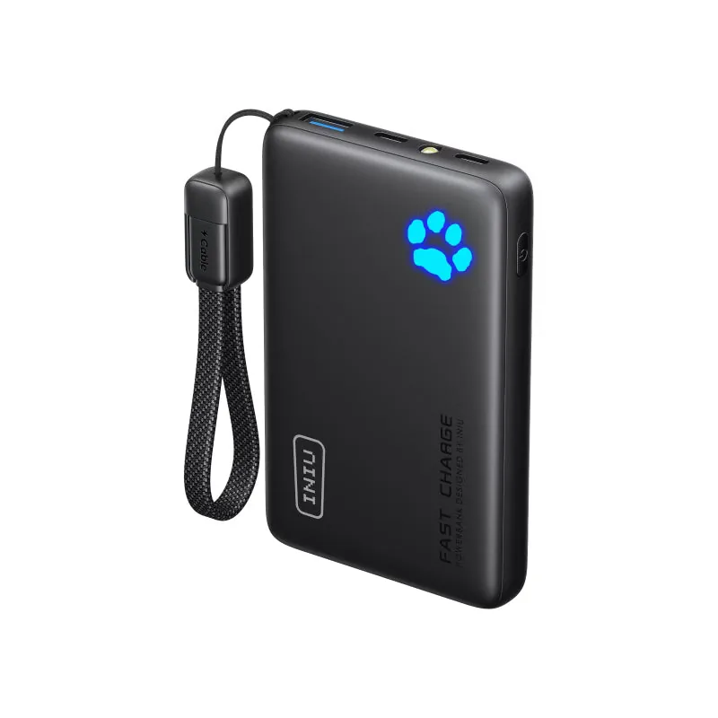 INIU P41-E2 10,000mAh power bank with its paw indicator and USB ports