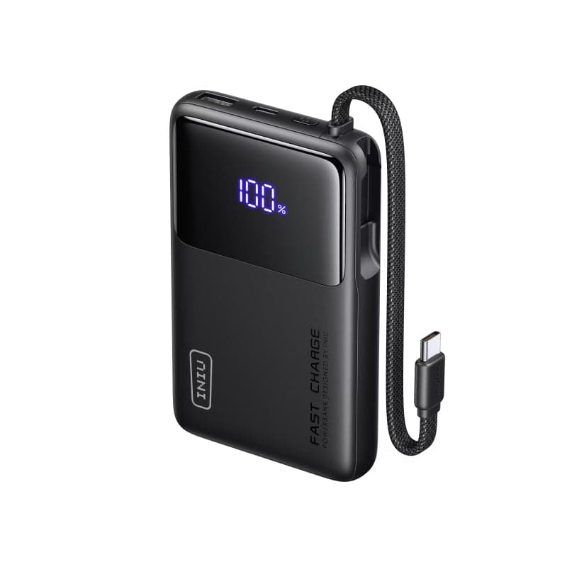 INIU Carry P55L-E2 10,000mAh power bank with built-in USB-C cable