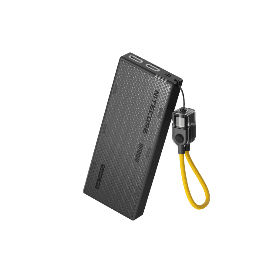 NITECORE NB10000 Gen4 slim power bank with two USB-C output openings and lanyard cable
